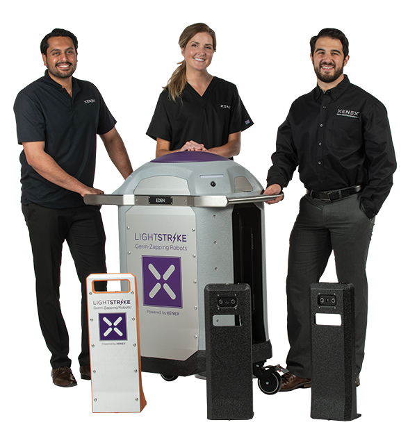 Xenex Employees with LS6 LightStrike Robot